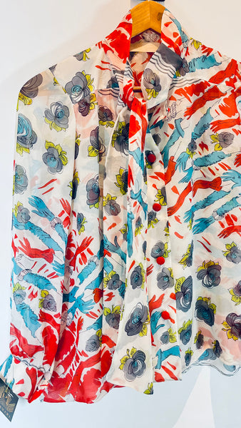 A-Chemise lavallière en soie - PALMACCIO