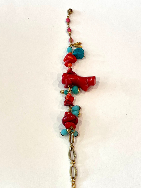 Bracelet gri-gri corail turquoise
