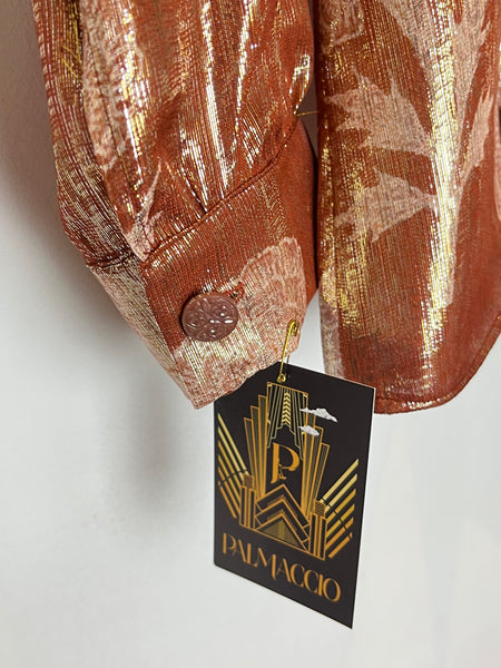 Chemise lavallière saumon lurex