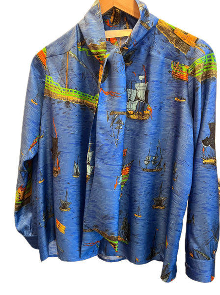 Chemise lavallière imprimé bateau