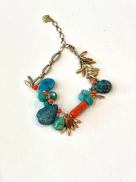 Bracelet gri-gri turquoise et orange
