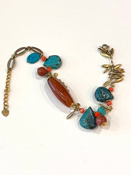 Bracelet turquoise et roux