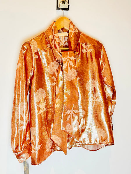 Chemise lavallière saumon lurex