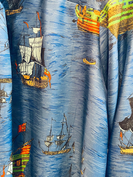 Chemise lavallière imprimé bateau