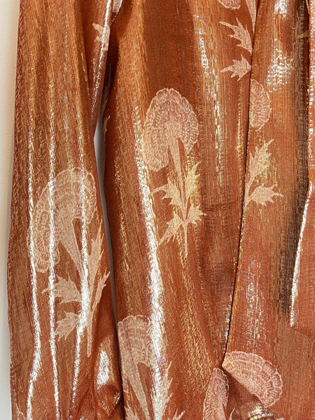 Chemise lavallière saumon lurex