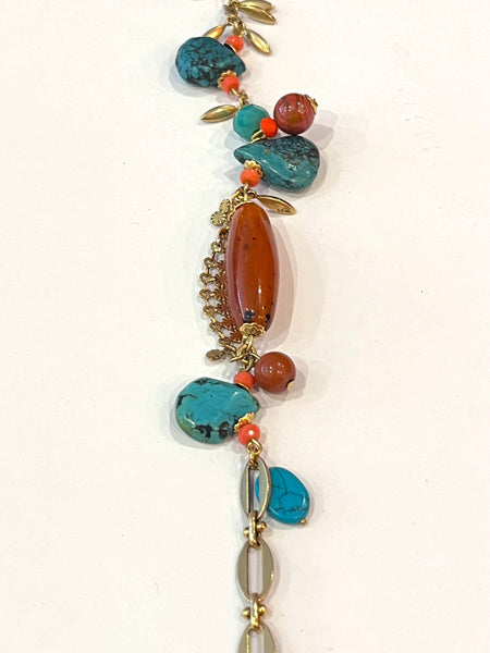 Bracelet turquoise et roux