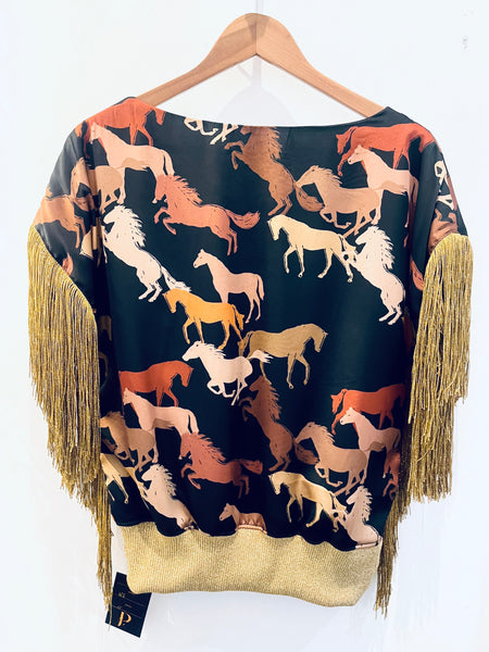 Corsage franges chevaux