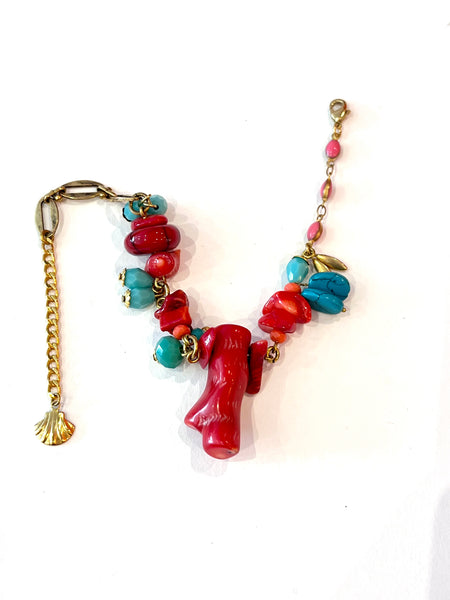Bracelet gri-gri corail turquoise