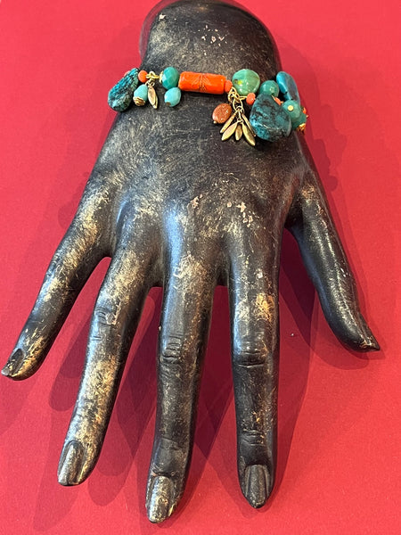 Bracelet gri-gri turquoise et orange