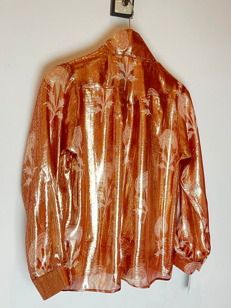 Chemise lavallière saumon lurex