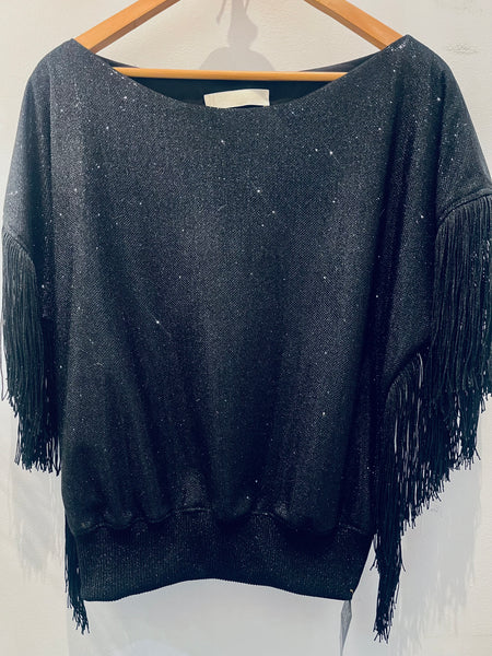Corsage à franges: Lurex black