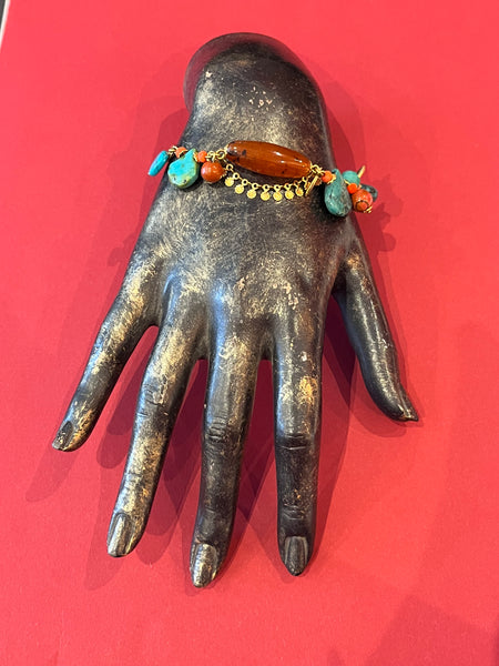 Bracelet turquoise et roux