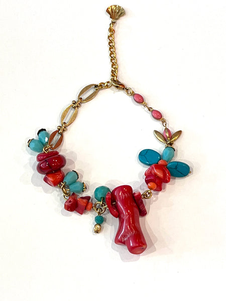 Bracelet gri-gri corail turquoise