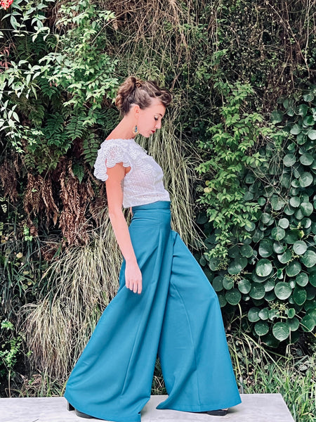 Pantalon coco bleu pétrole