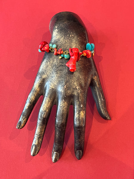 Bracelet gri-gri corail turquoise
