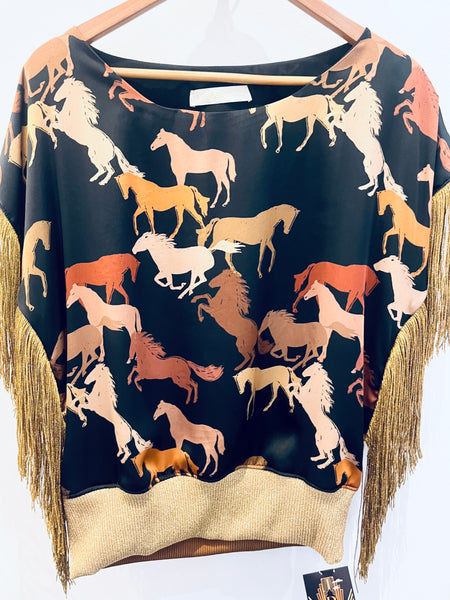 Corsage franges chevaux