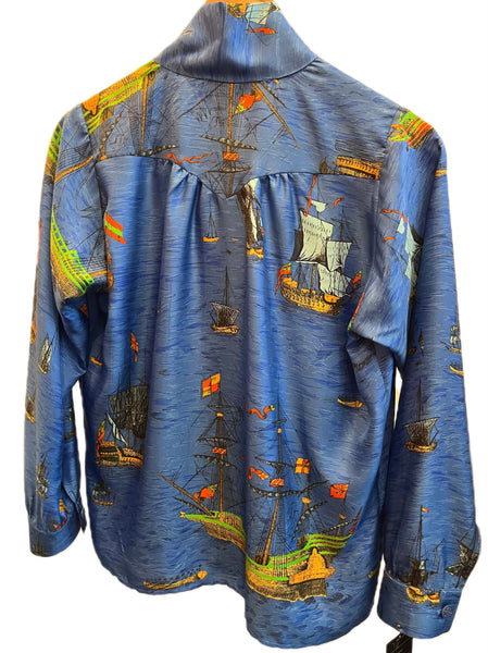 Chemise lavallière imprimé bateau