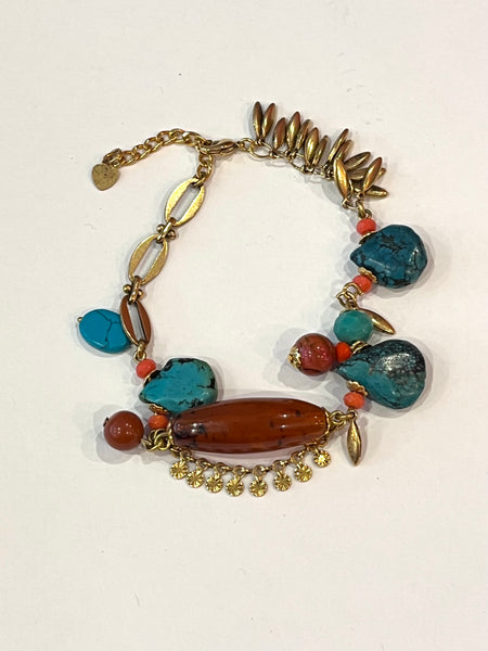 Bracelet turquoise et roux