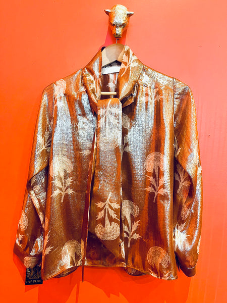 Chemise lavallière saumon lurex